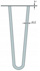 Metalinė koja "Hairpin", 2-jų strypų BALTA